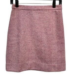 J. Crew 100% Wool Lilac Herringbone Plaid A-Line Mini Skirt Women's Size 2